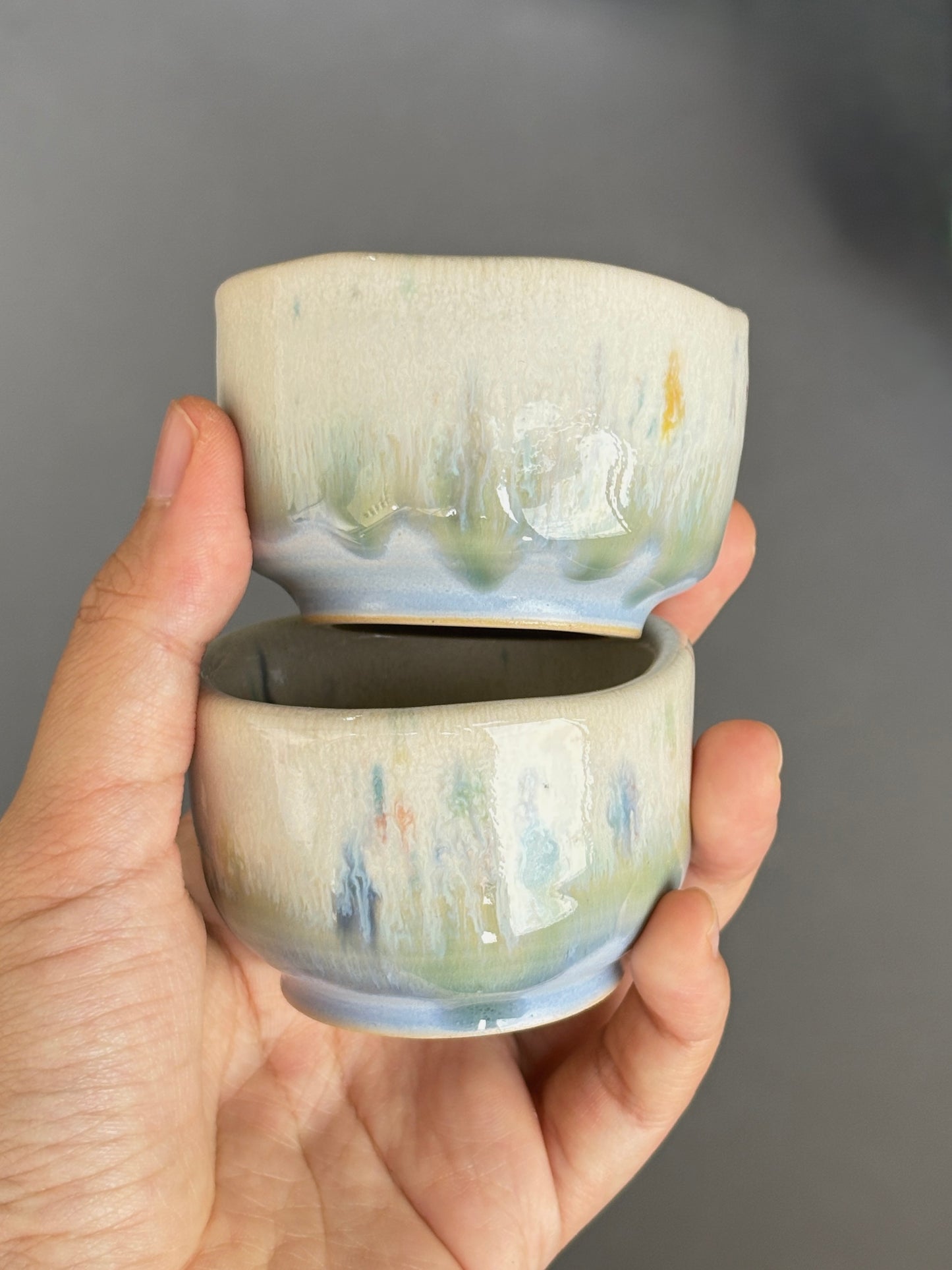 Confetti blue Sake/Tea cups