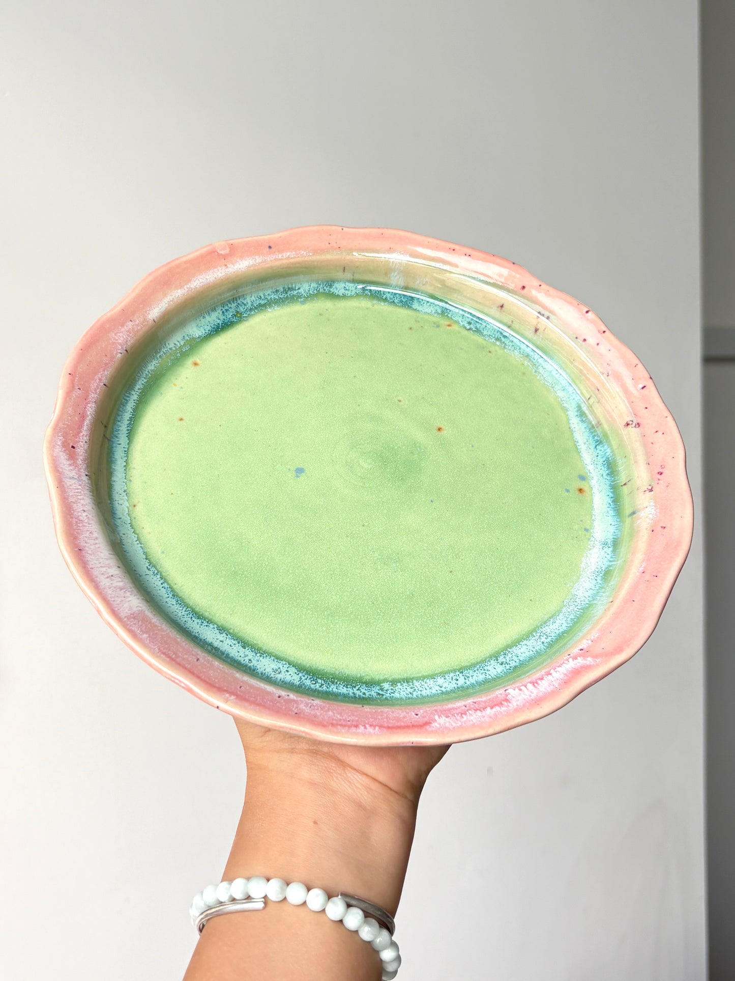 Normie Dinner Plate in Green + Pink