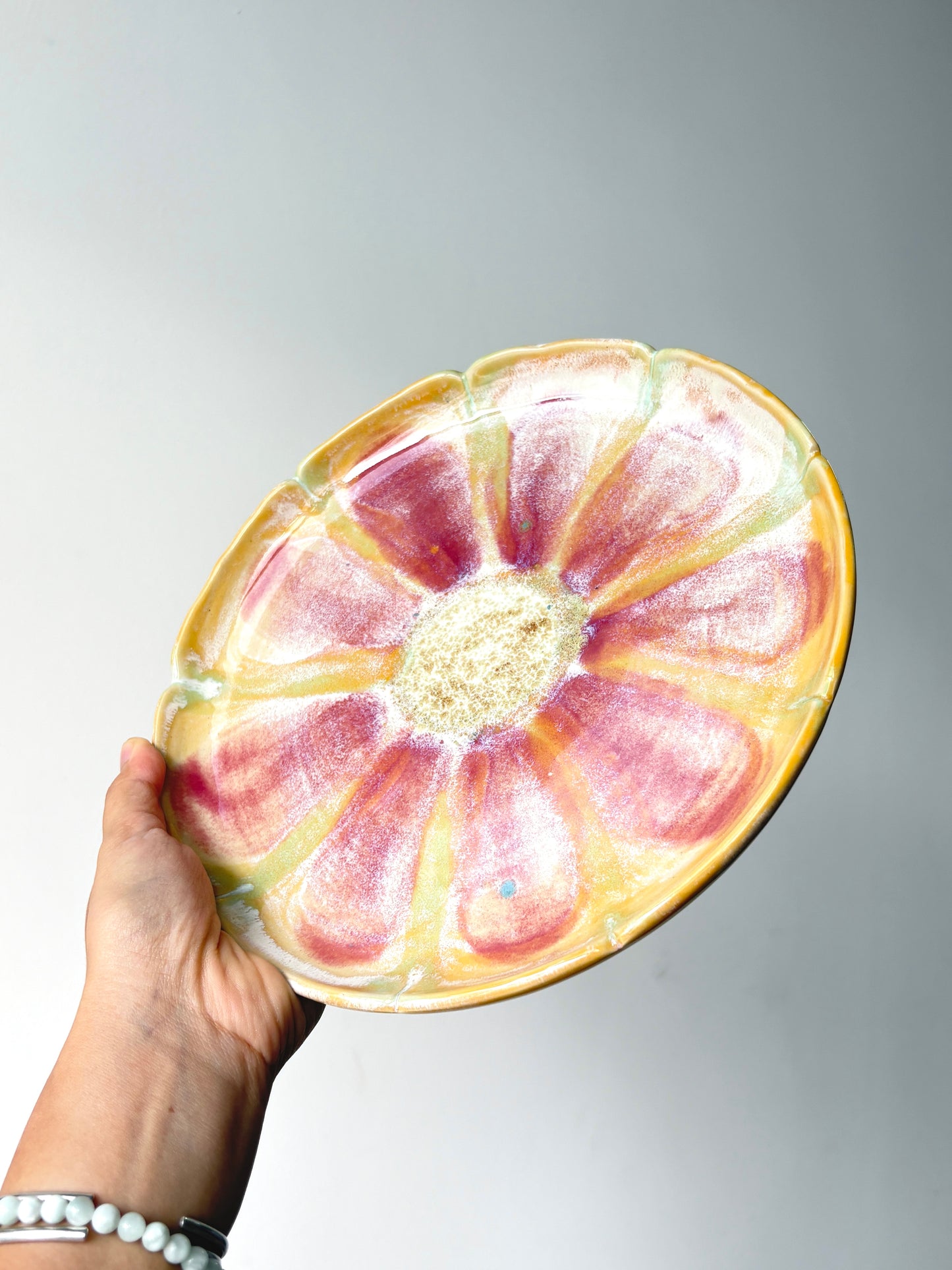 Flower Power Dinner Plate in Yellow