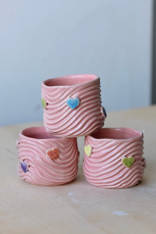 Gumdrop Hearts on Pink Seabed Sipcup