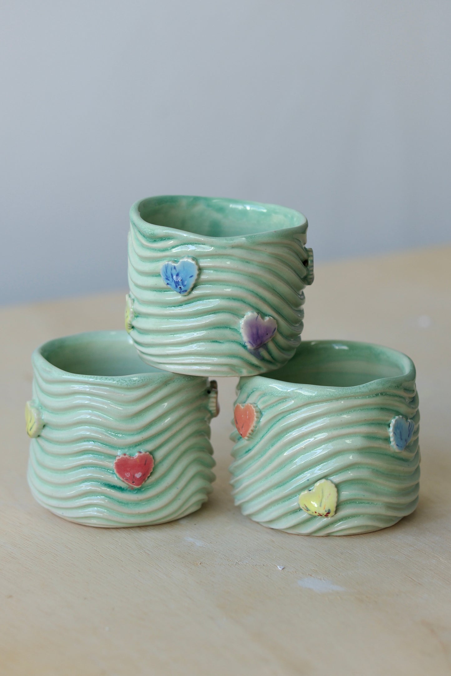 Gumdrop Hearts on Mint Seabed Sipcup