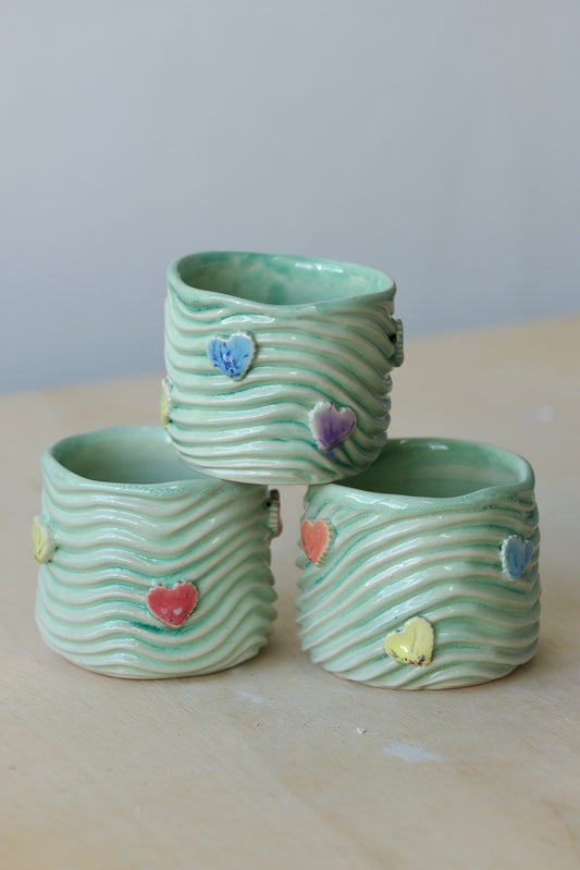 Gumdrop Hearts on Mint Seabed Sipcup