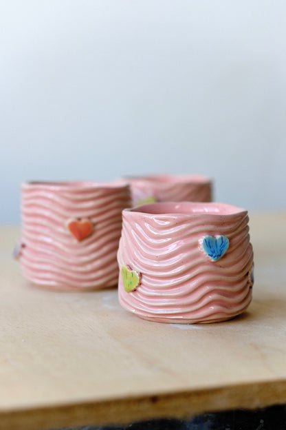 Gumdrop Hearts on Pink Seabed Sipcup