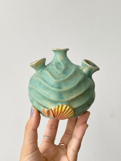 Seaheart bud Vase in Turquoise Cloud