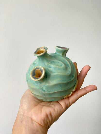Seaheart bud Vase in Turquoise Cloud