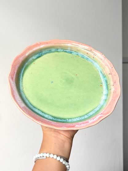 Normie Dinner Plate in Green + Pink