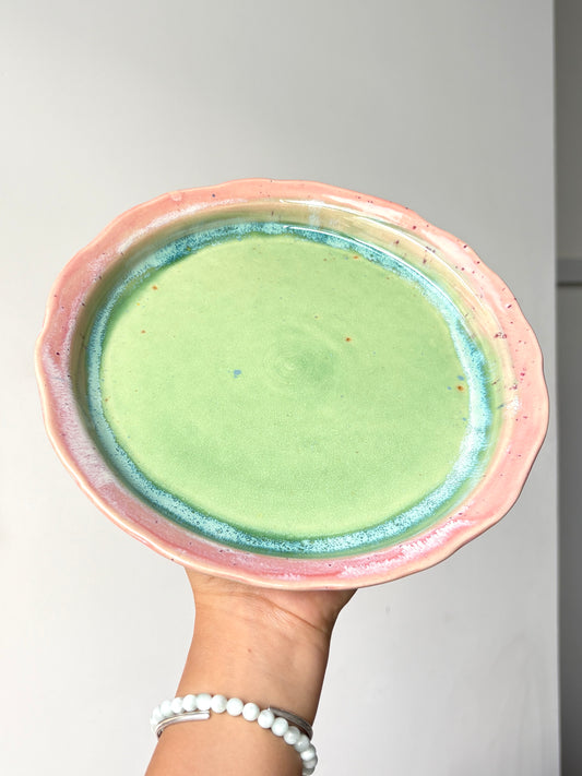 Normie Dinner Plate in Green + Pink