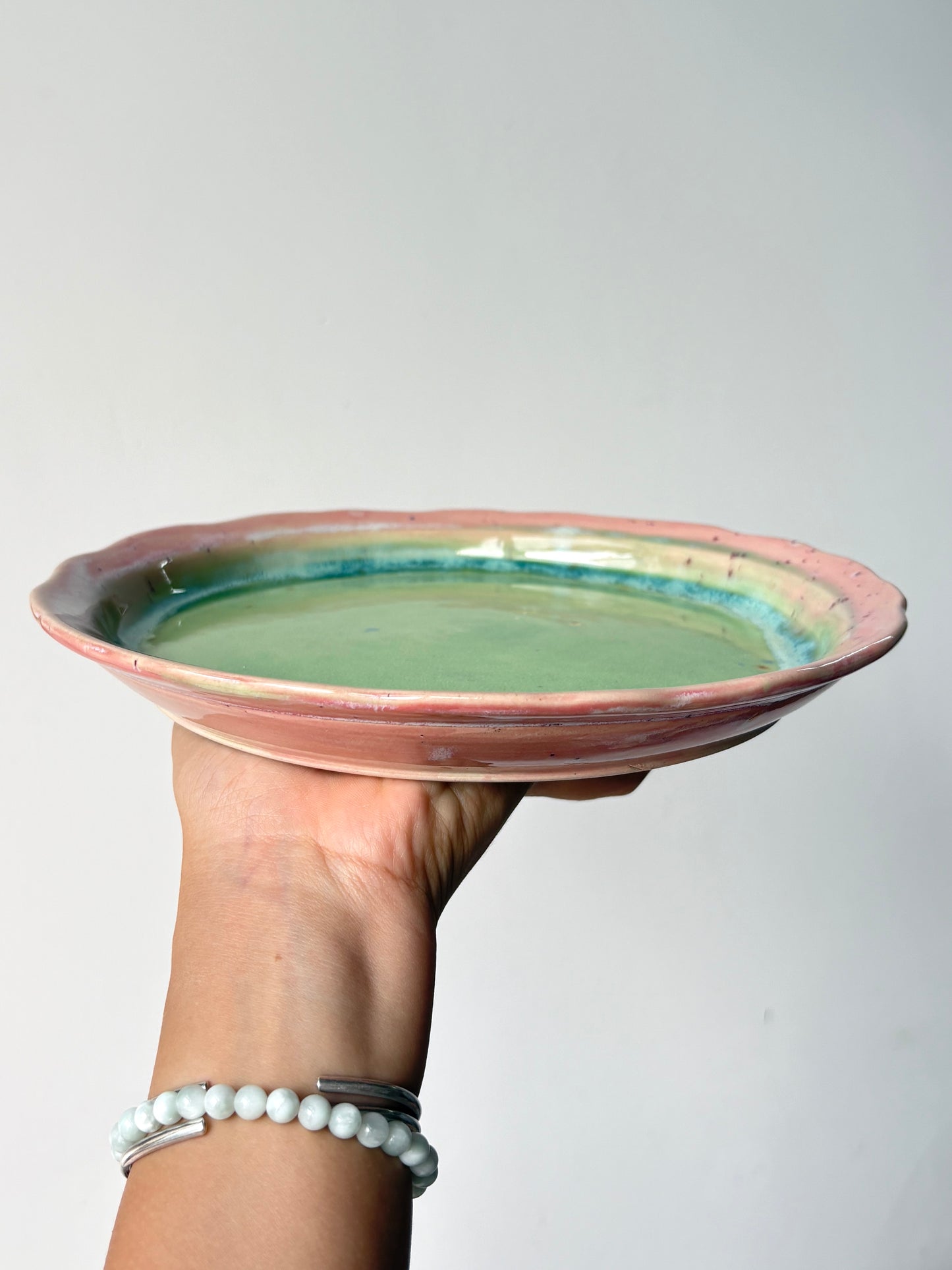 Normie Dinner Plate in Green + Pink